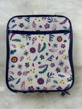 Floral Insulated Lunch Bag - Navy Trim